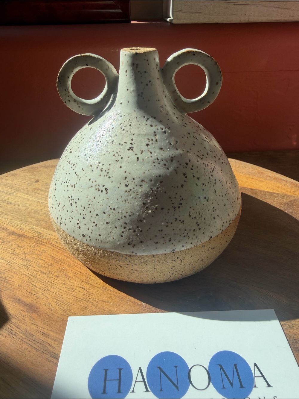 Speckled Ceramic Vase in Light Gray and Natural Stone